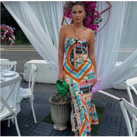 Zara Printed Midi Dress Size Small - Picture 1 of 11